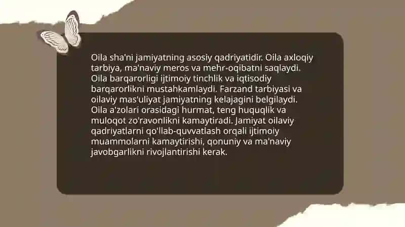 Oila ma'suliyati sha'ni qadri va nikoh tuzish tartibi va shartlari 3