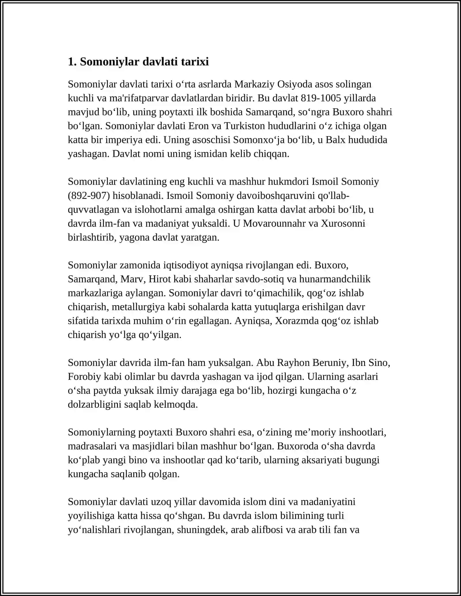 MUSTAQIL ISH Mavzu: SOMONIYLAR, TOHIRIYLAR, SAFFORIYLAR DAVLATI 3