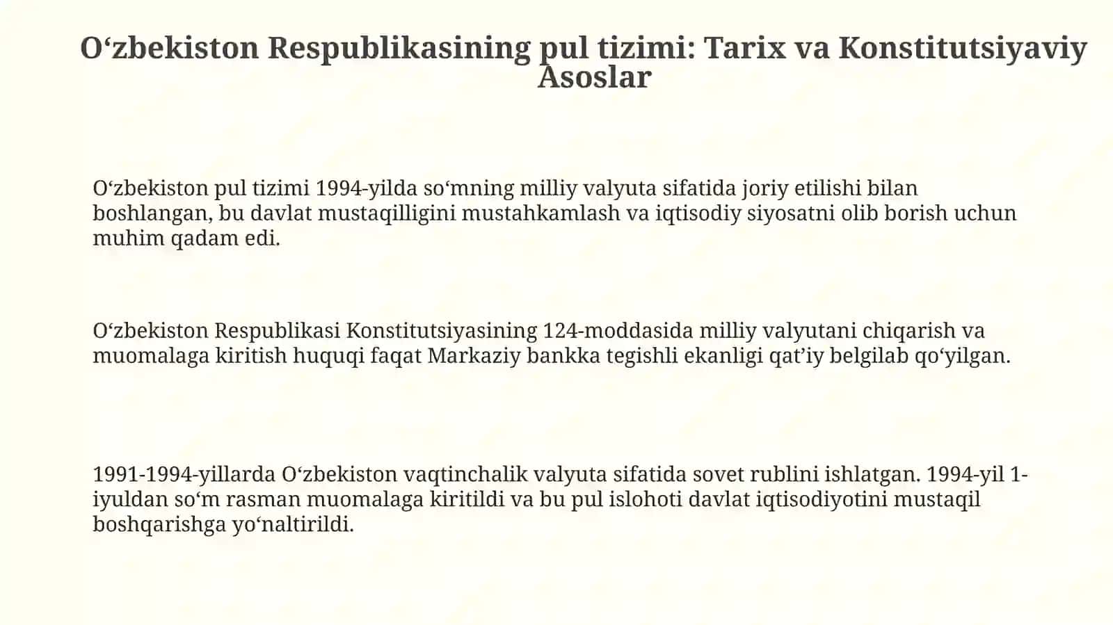 Oʻzbekiston Respublikasi pul tizimi va uning elementlari 3