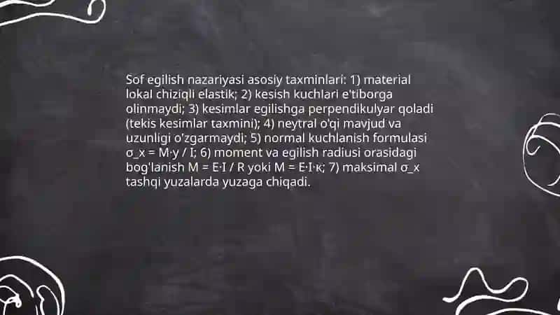 Sof egilishda normal kuchlanishni aniqlash 3