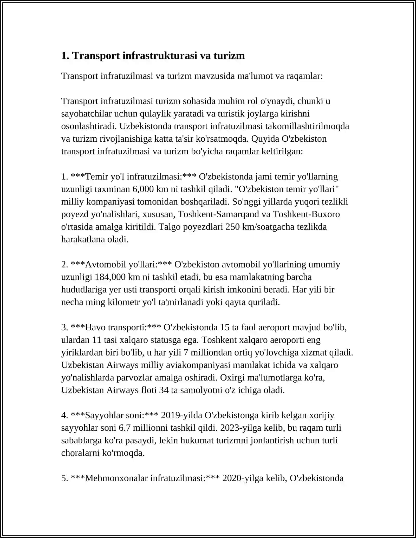 TURIZM SOHASIDA TRANSPORT XIZMATLARI 3