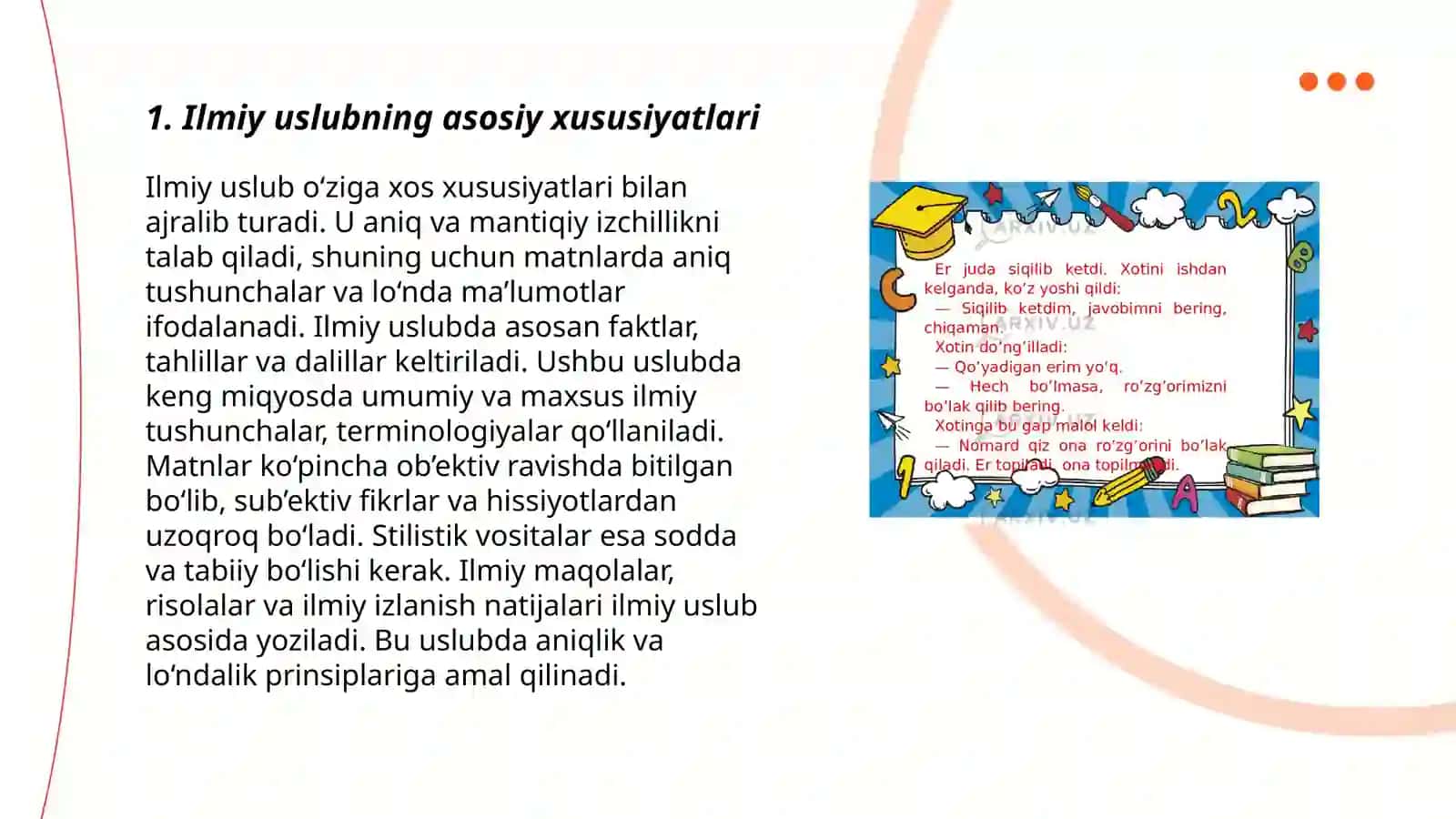 Ilmiy uslublar uning turlari va janrlari 3