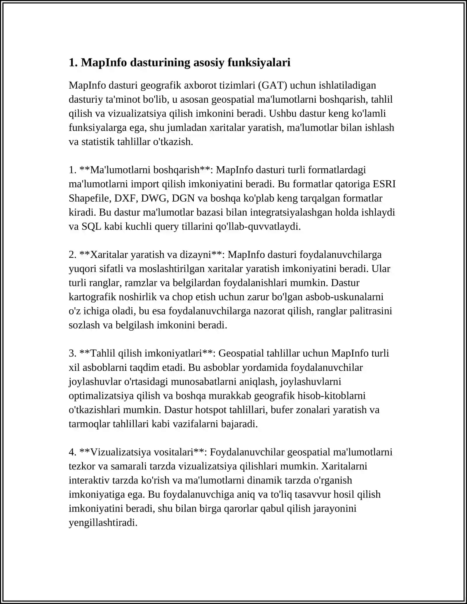 MAPINFO GEOGRAFIK AXBOROT TIZIMI 3