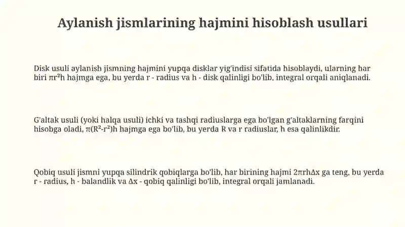 Aylanma jismning hajmi 3