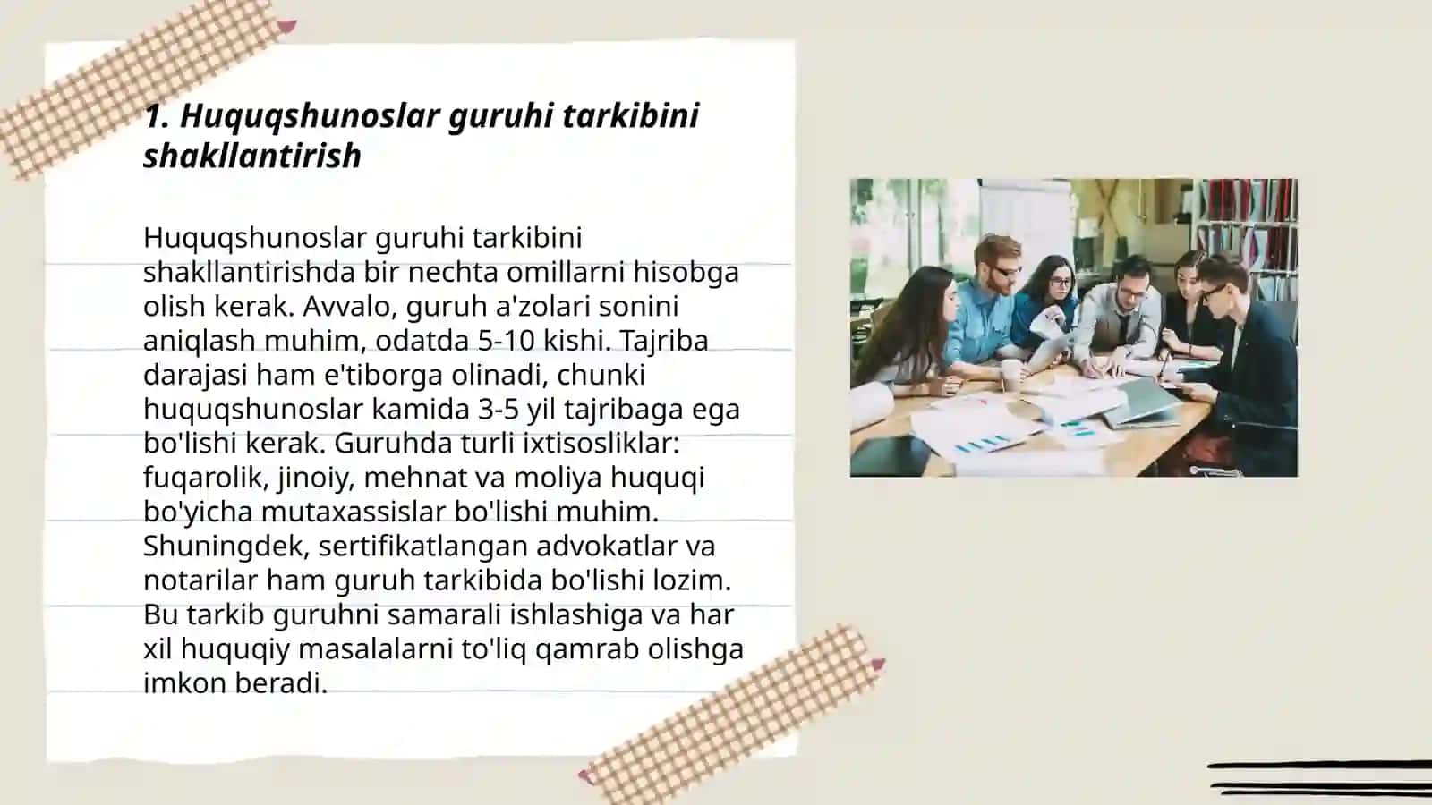 Huquqshunoslar Guruhi va Jamoasida Ishni To‘g‘ri Tashkil Etish Usullari 3