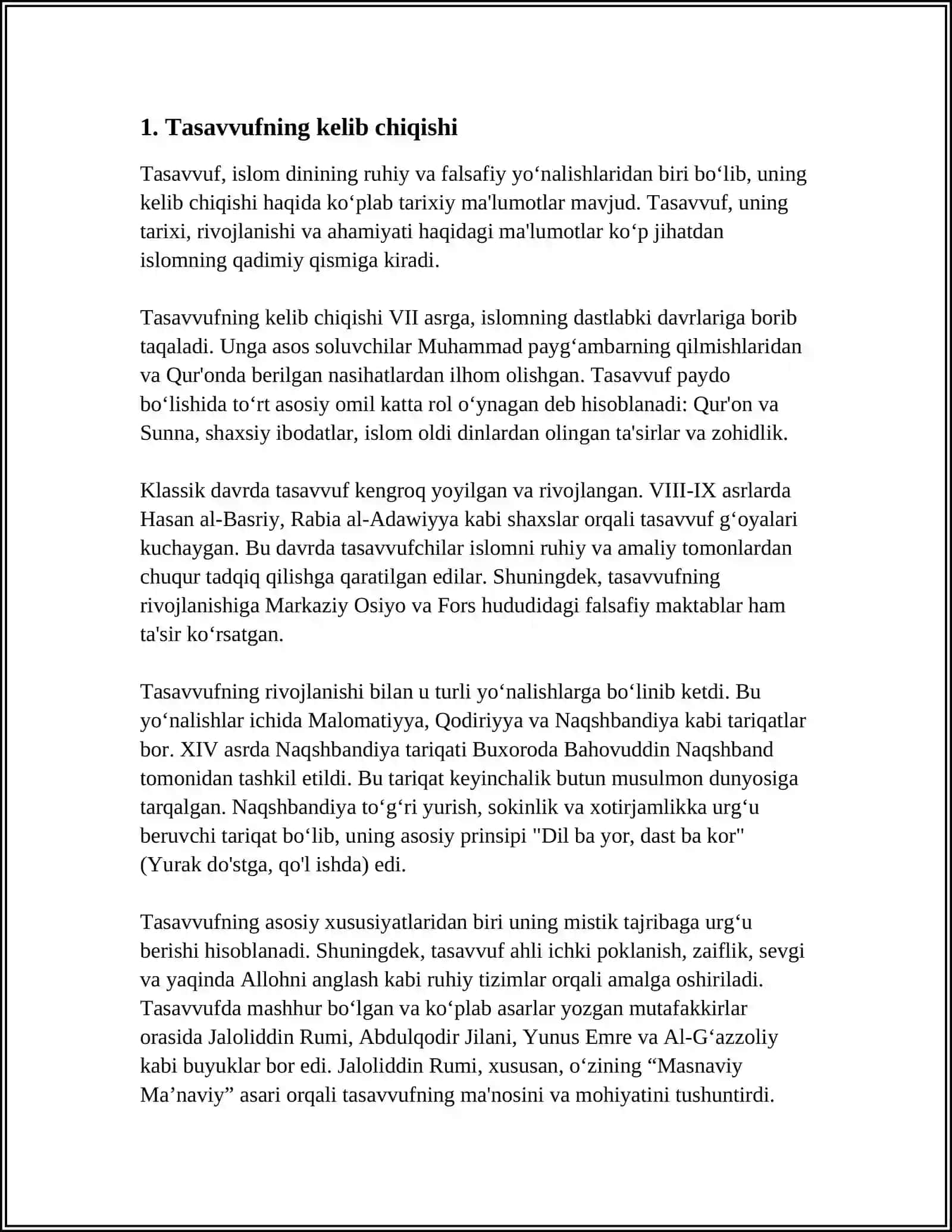 TASAVVUF: TARIX VA VOQELIK 3