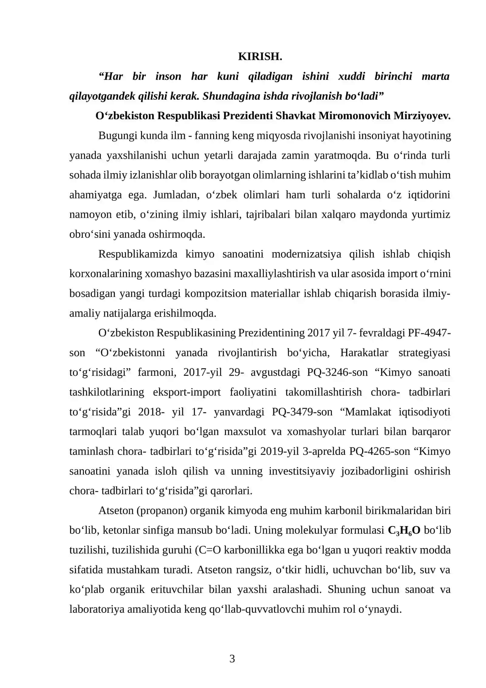 Atseton sintezi, tuzilishi va xossalari 3