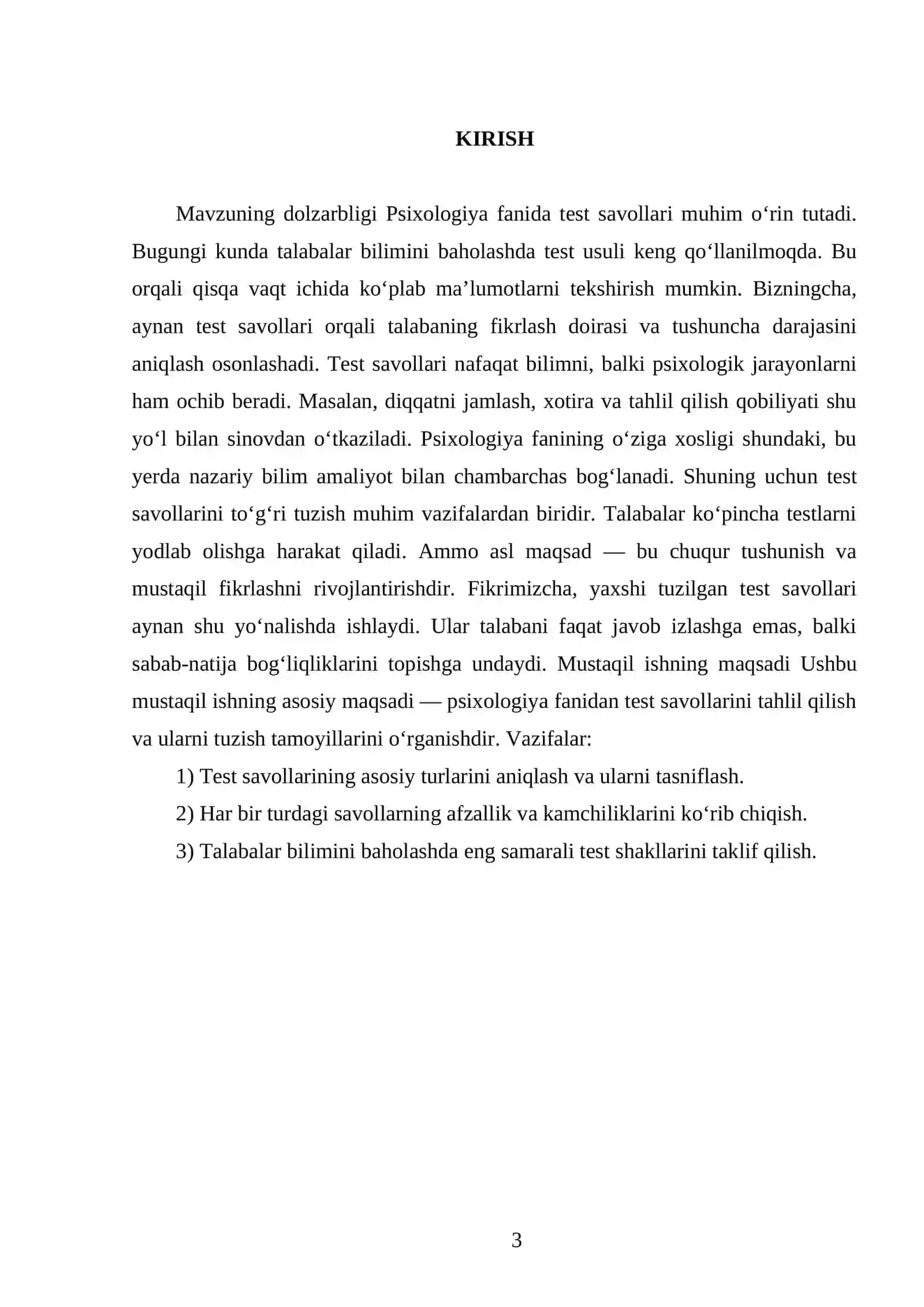 Psixologiya fanidan Test savollari 3