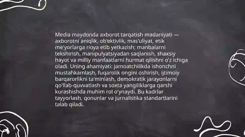 Media maydonda axborot tarqatish madaniyati 3