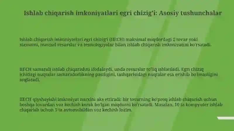 Ishlab chiqarishning imkoniyatlari va uning chegaralari 3