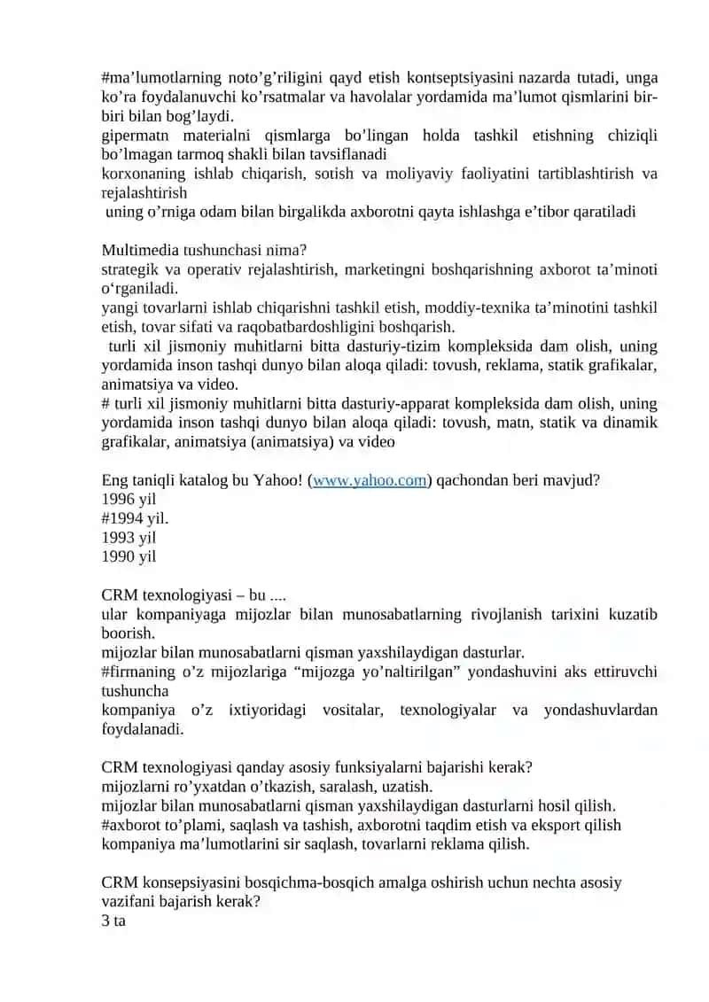 Marketing va SMM fanidan testlar 3