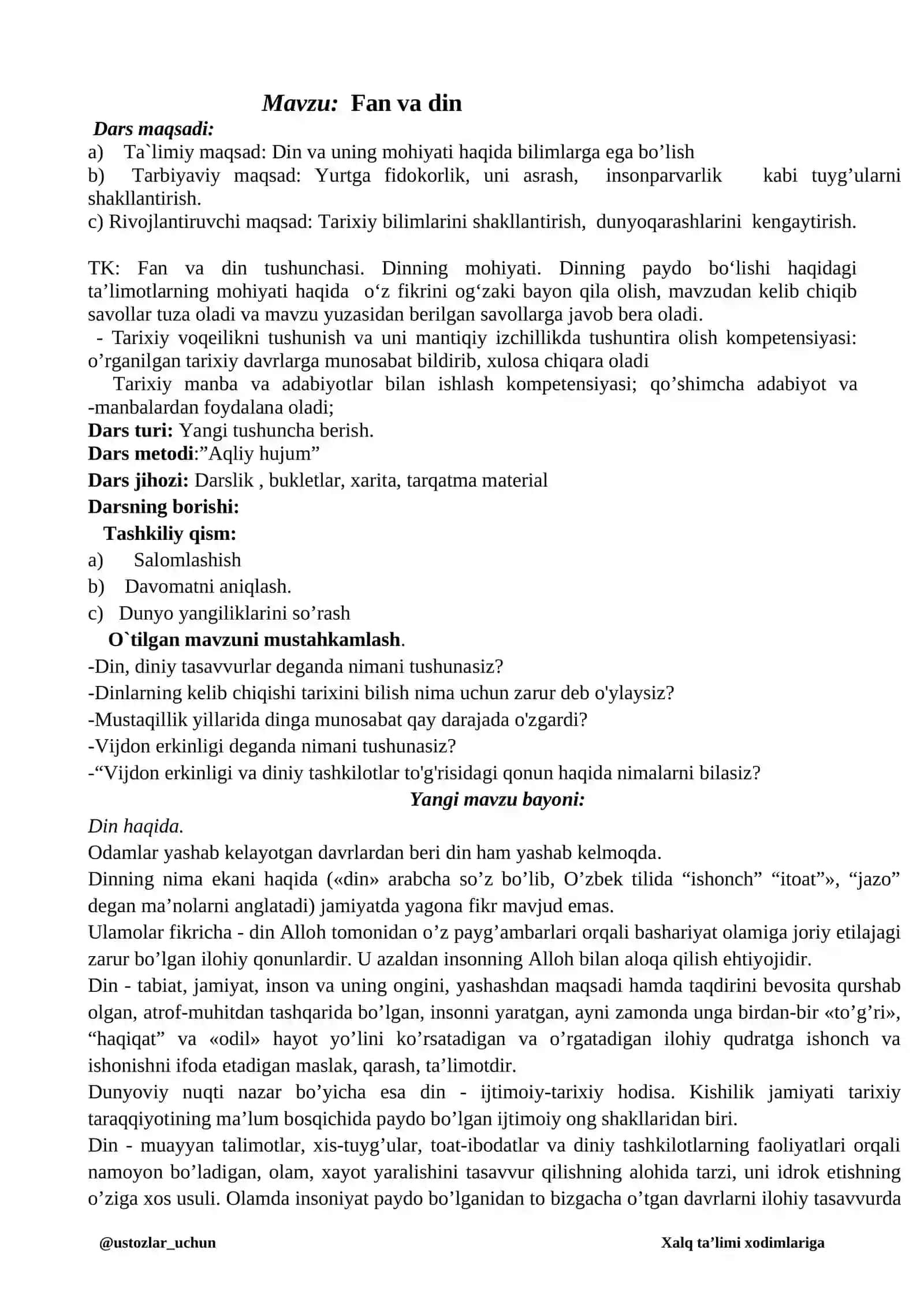 Dinning jamiyatdagi o‘rni va vazifalari 3