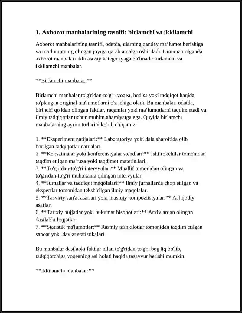 AXBOROT MANBALARI VA UNING TURLARI 3