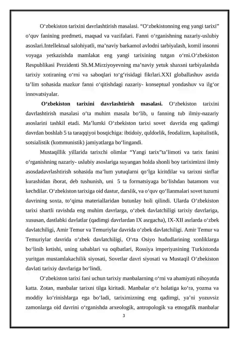 O‘ZBEKISTONNING ENG YANGI TARIXI FANIDAN REFERAT 3