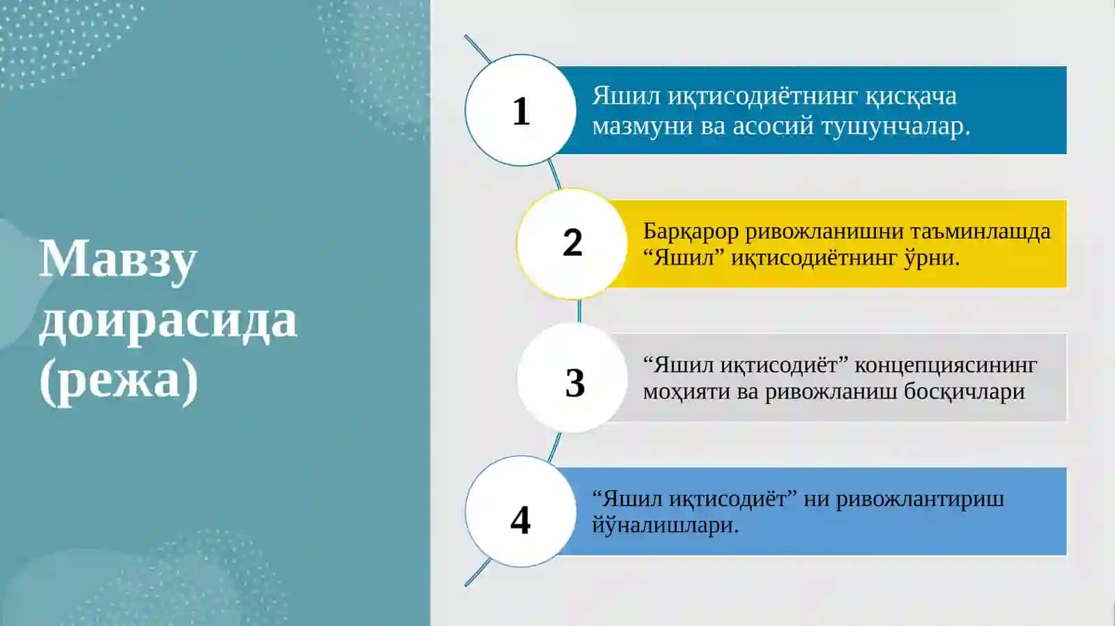 ЯШИЛ ИҚТИСОДИЁТ ФАНИ 3