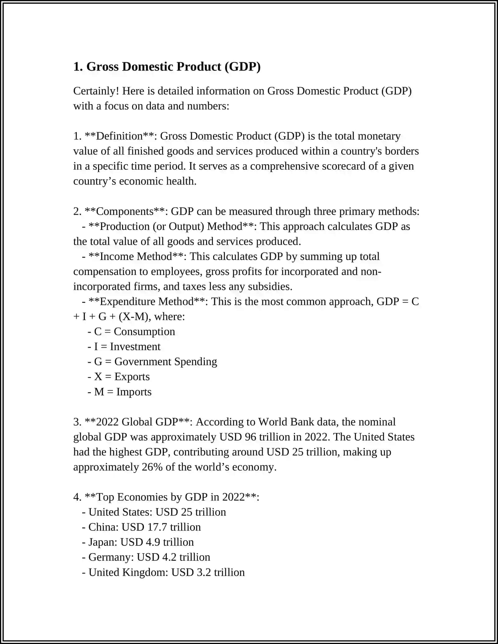 Gross Domestic Product (GDP) 3