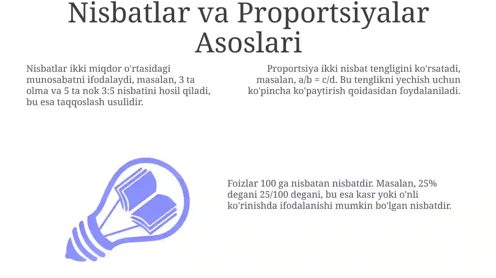 Nisbatlar va Proportsiyalar Asoslari 3