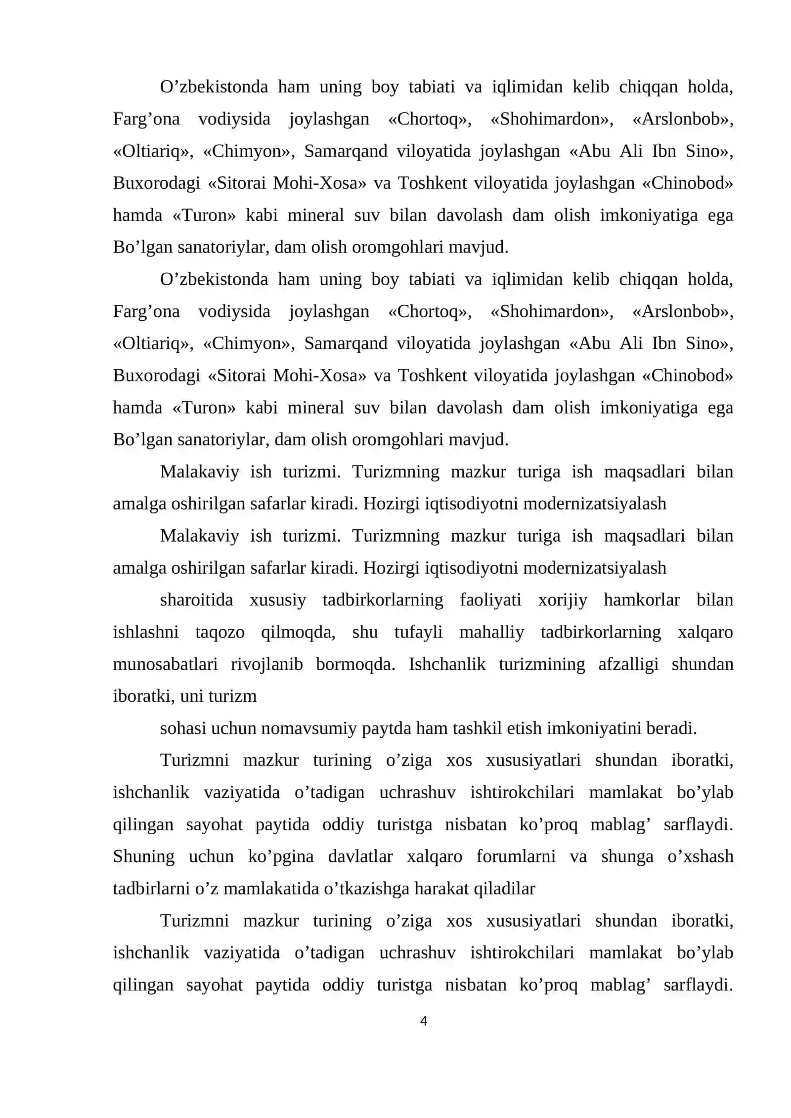 Turizm sohasining tasniflanishi va turlari 3