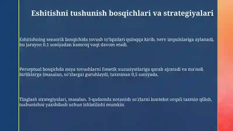 Eshitishni tushunish bosqichlari 3
