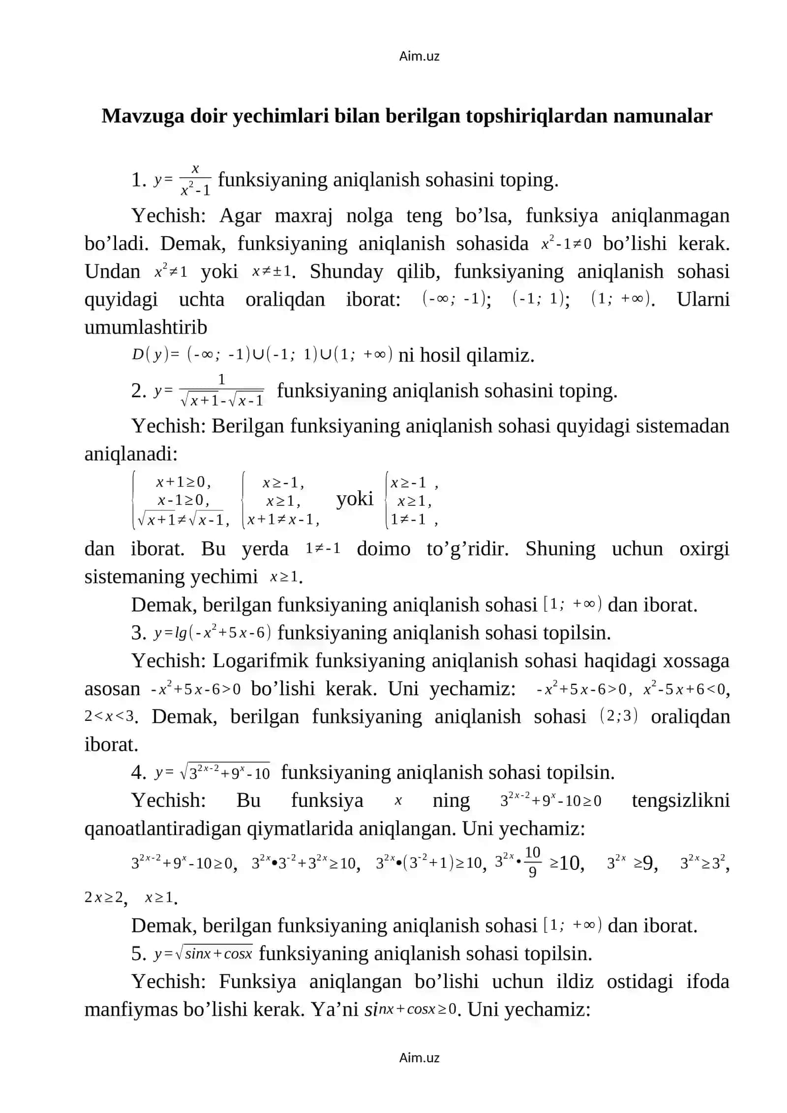 Omonov shahzodning algebra fanidan mustaqil ish 3