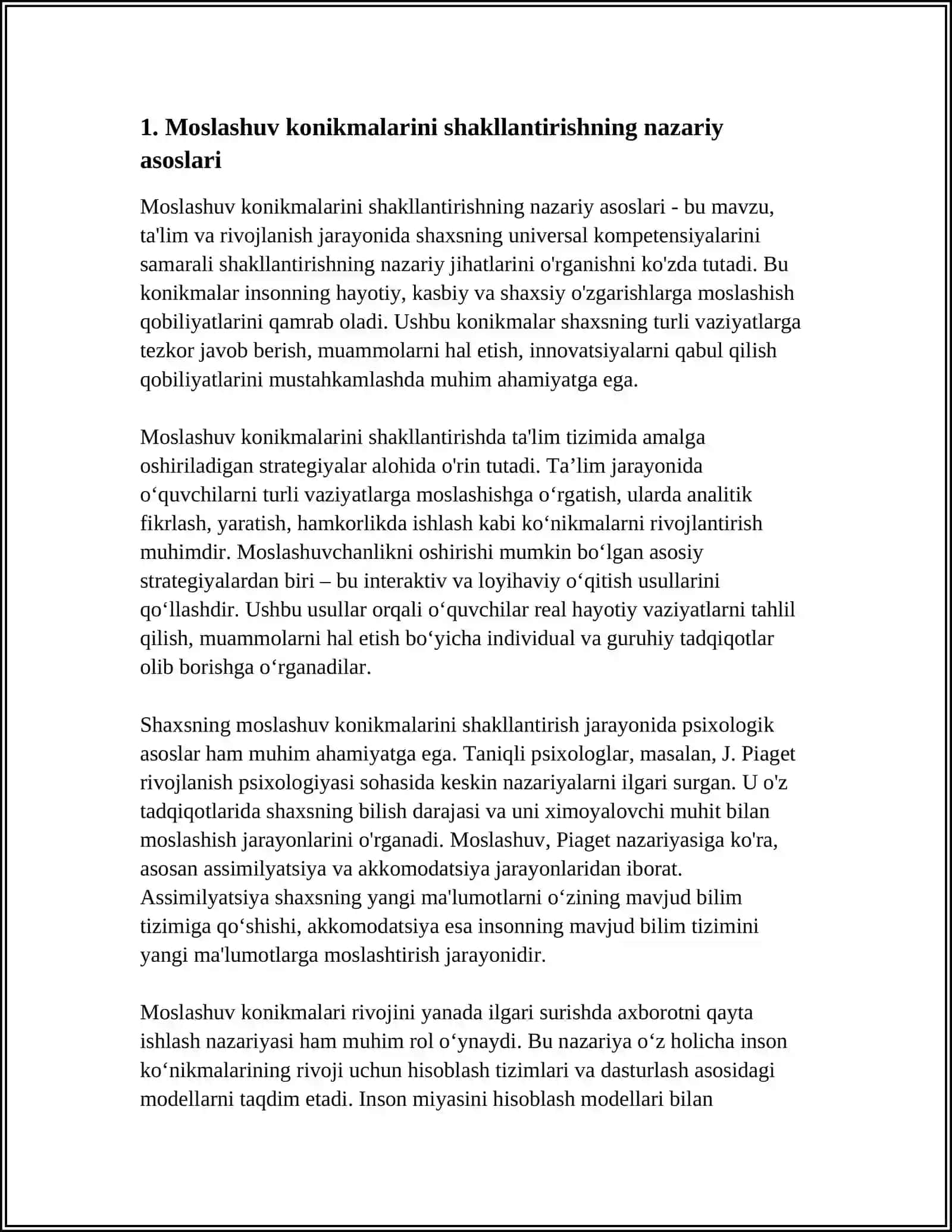 Moslashuv konikmalarini shakllantirishning nazariy asoslari 3
