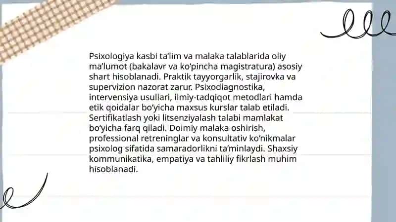 Psixolog kasbining asosiy xususiyatlari va boshqa kasblardan farqi 3