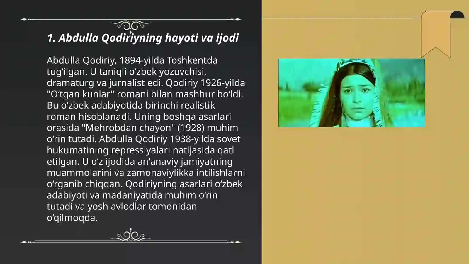 Abdulla Qodiriy " O'tgan kunlar " Asari 3