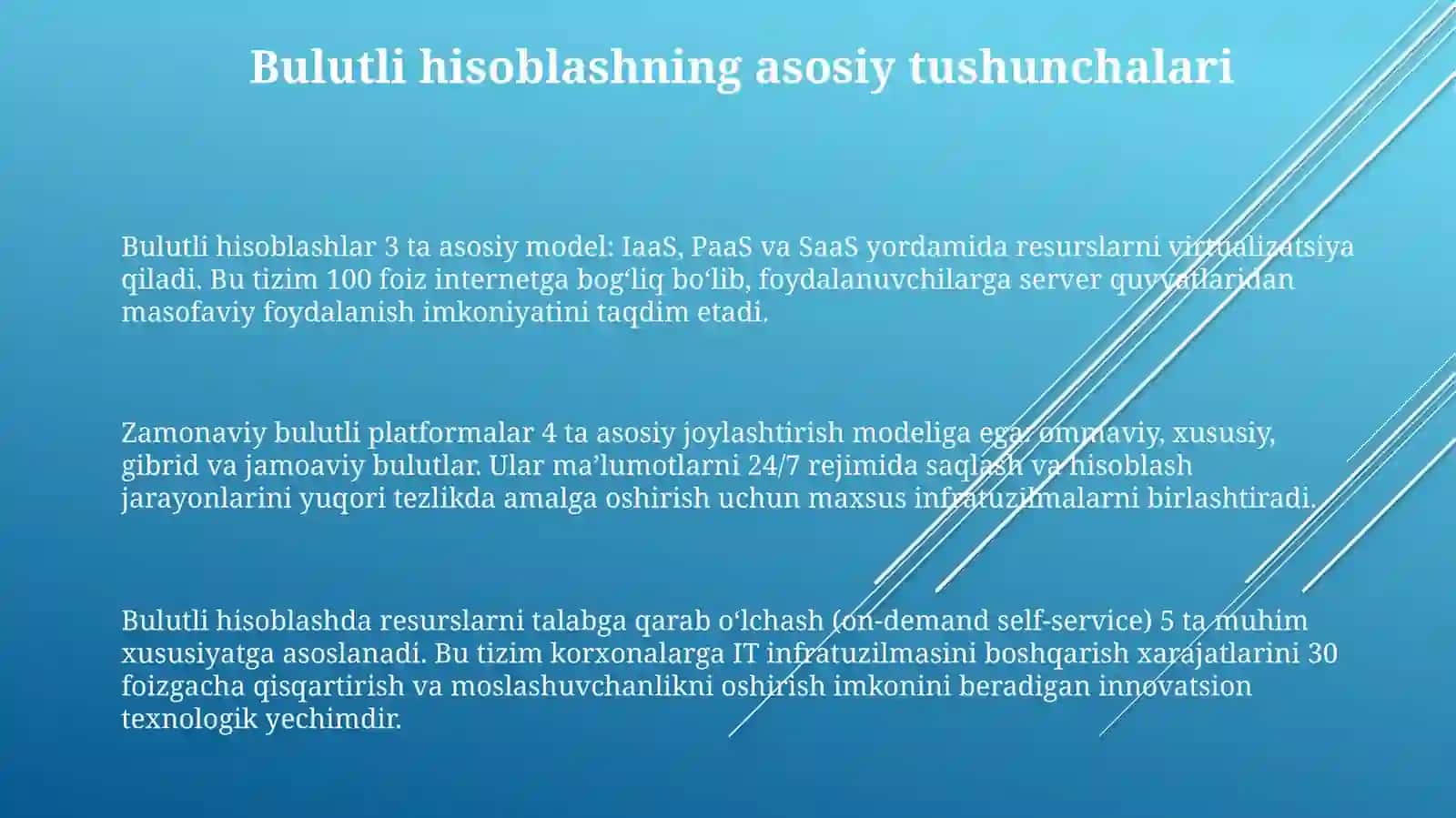 Bulutli hisoblash va malumotlar almashinuvi standartlari 3