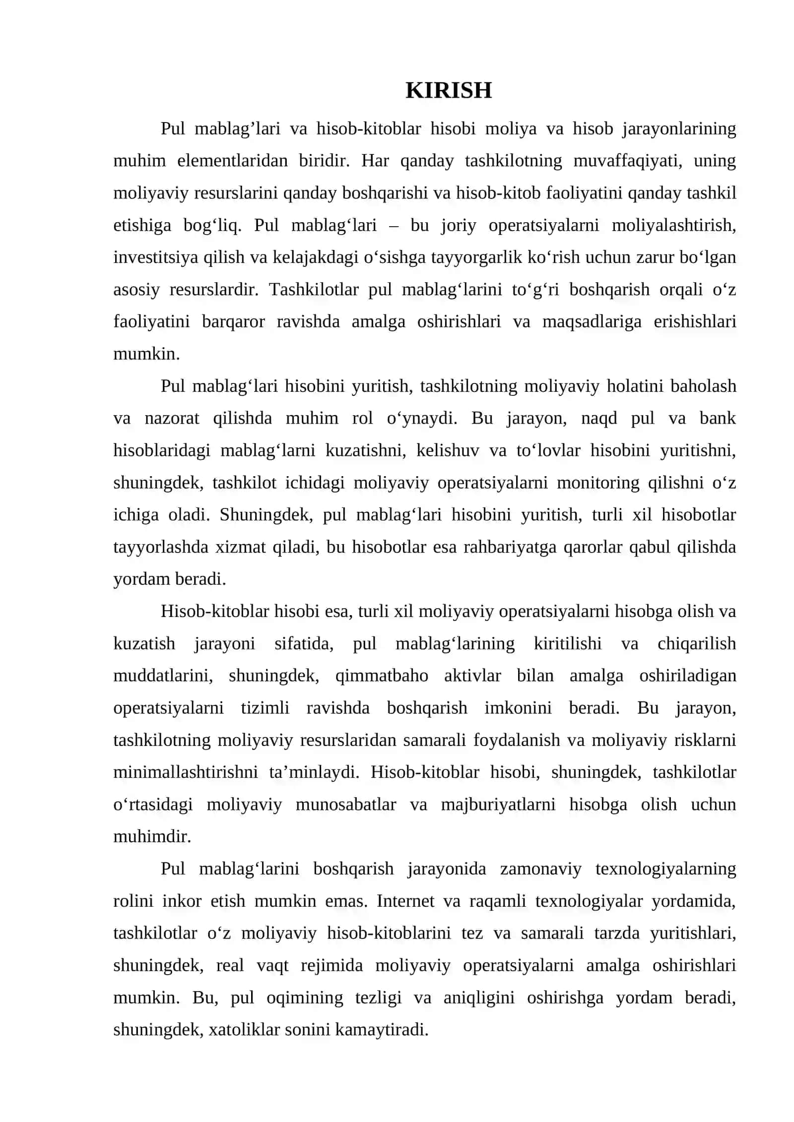 PUL MABLAG’LARI VA HISOB–KITOBLAR HISOBI 3