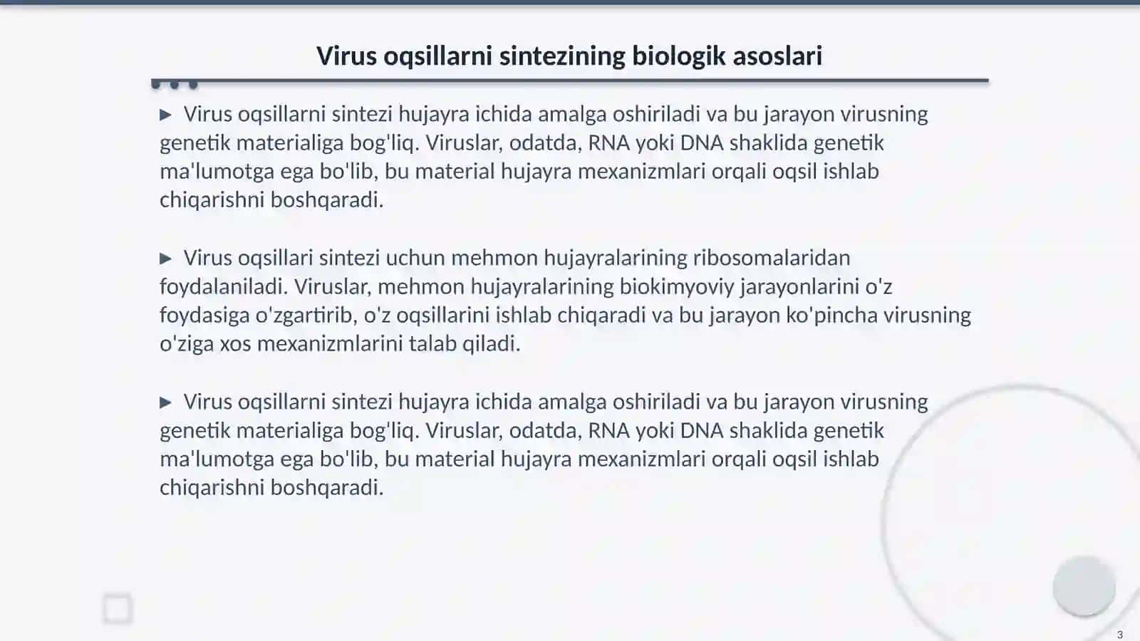 Virus oqsillarni sintezi 3