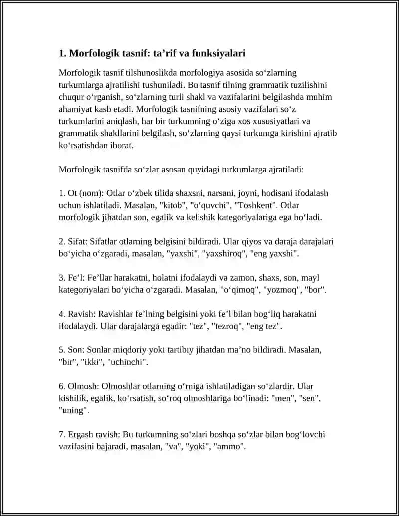 TILLARNING MORFOLOGIK TASNIFI 3