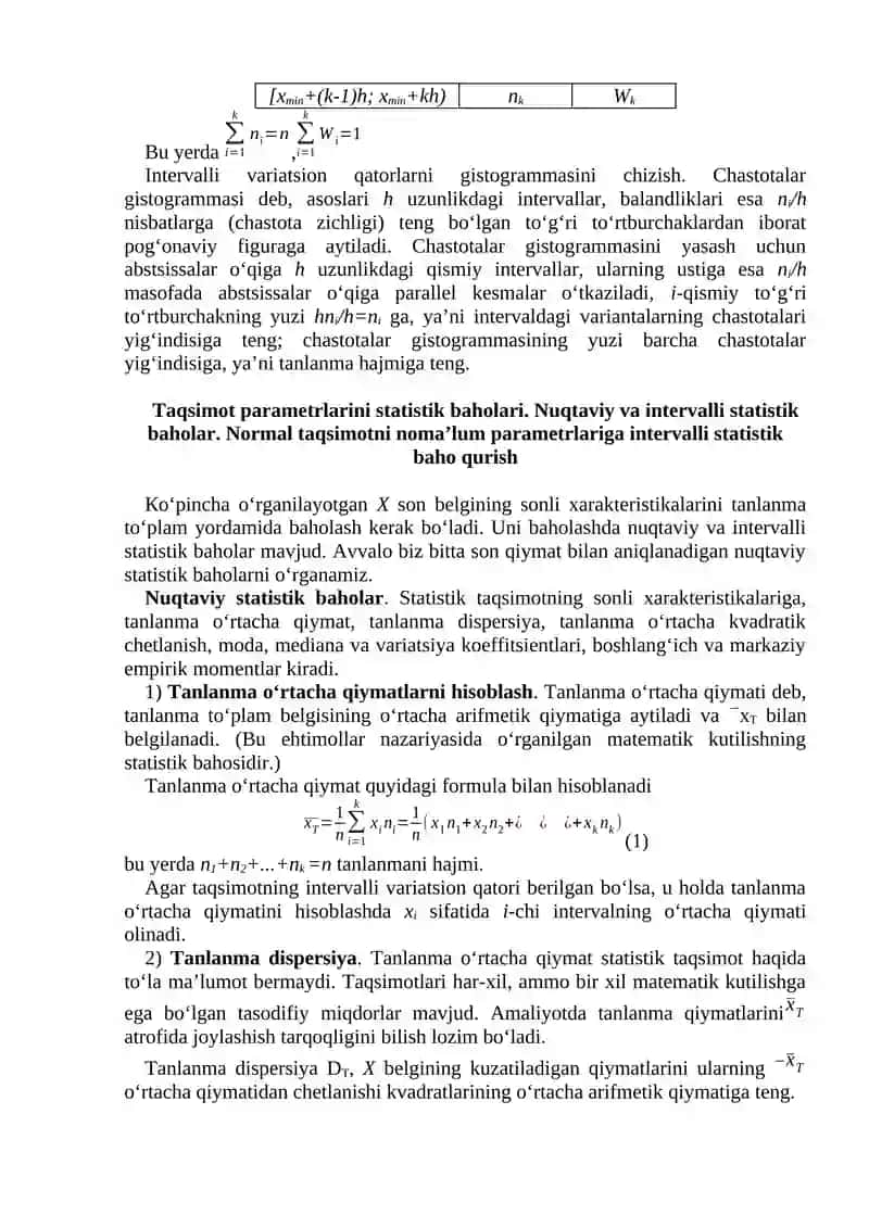 Matematik statistika elementlariga doir misollar yechish. 3