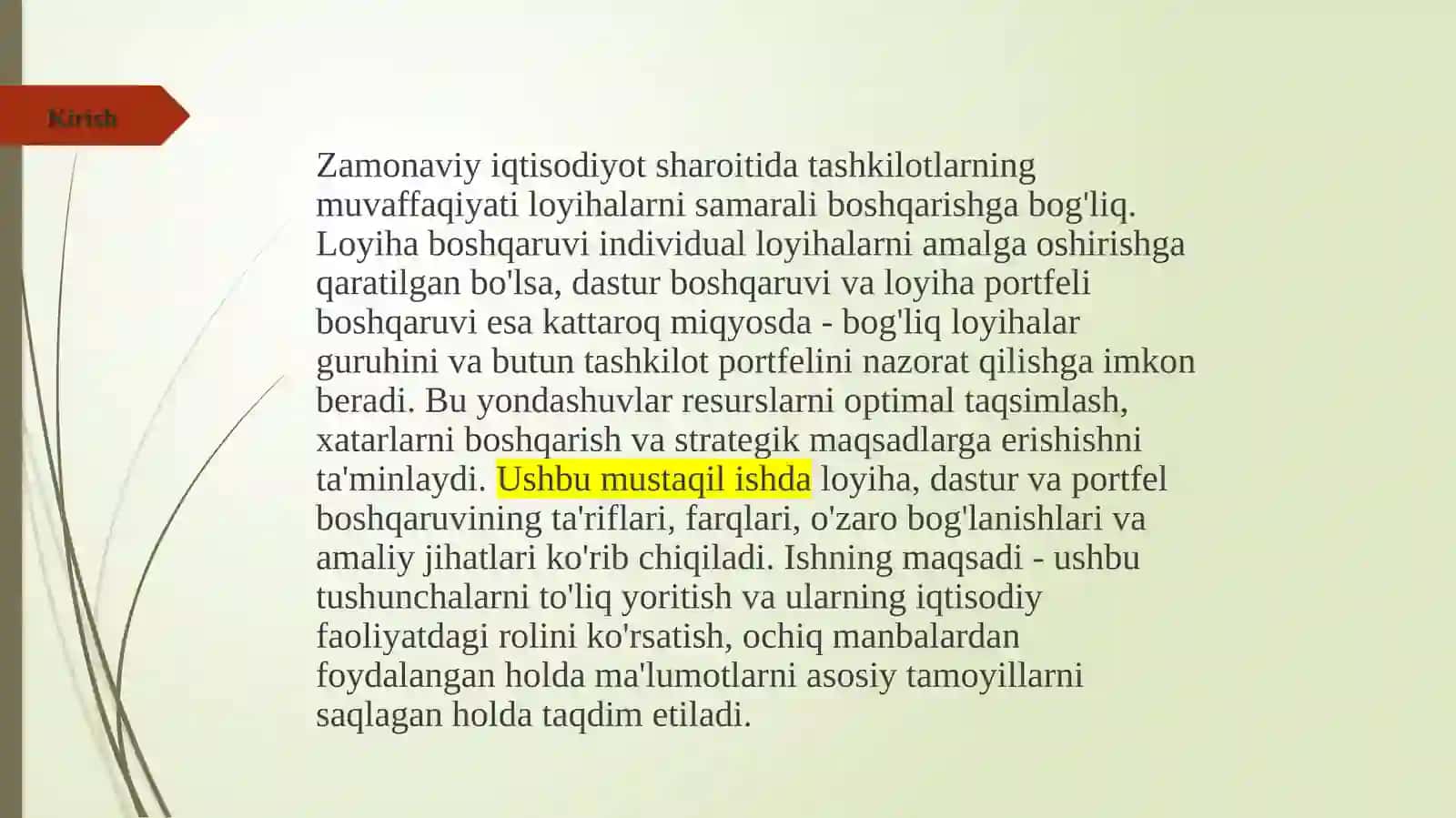 Loyiha portfeli va dastur boshqaruvi 3