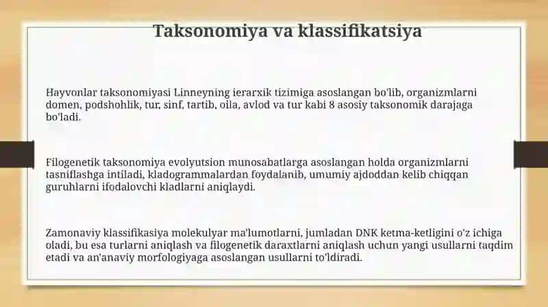 Hayvonlar taksonomiyasi 3