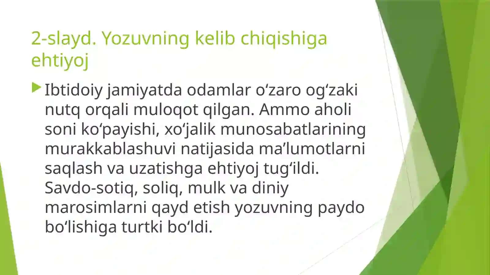 Yozuvning paydo boʻlishi Va uning rivojlanishi bosqichlar 3