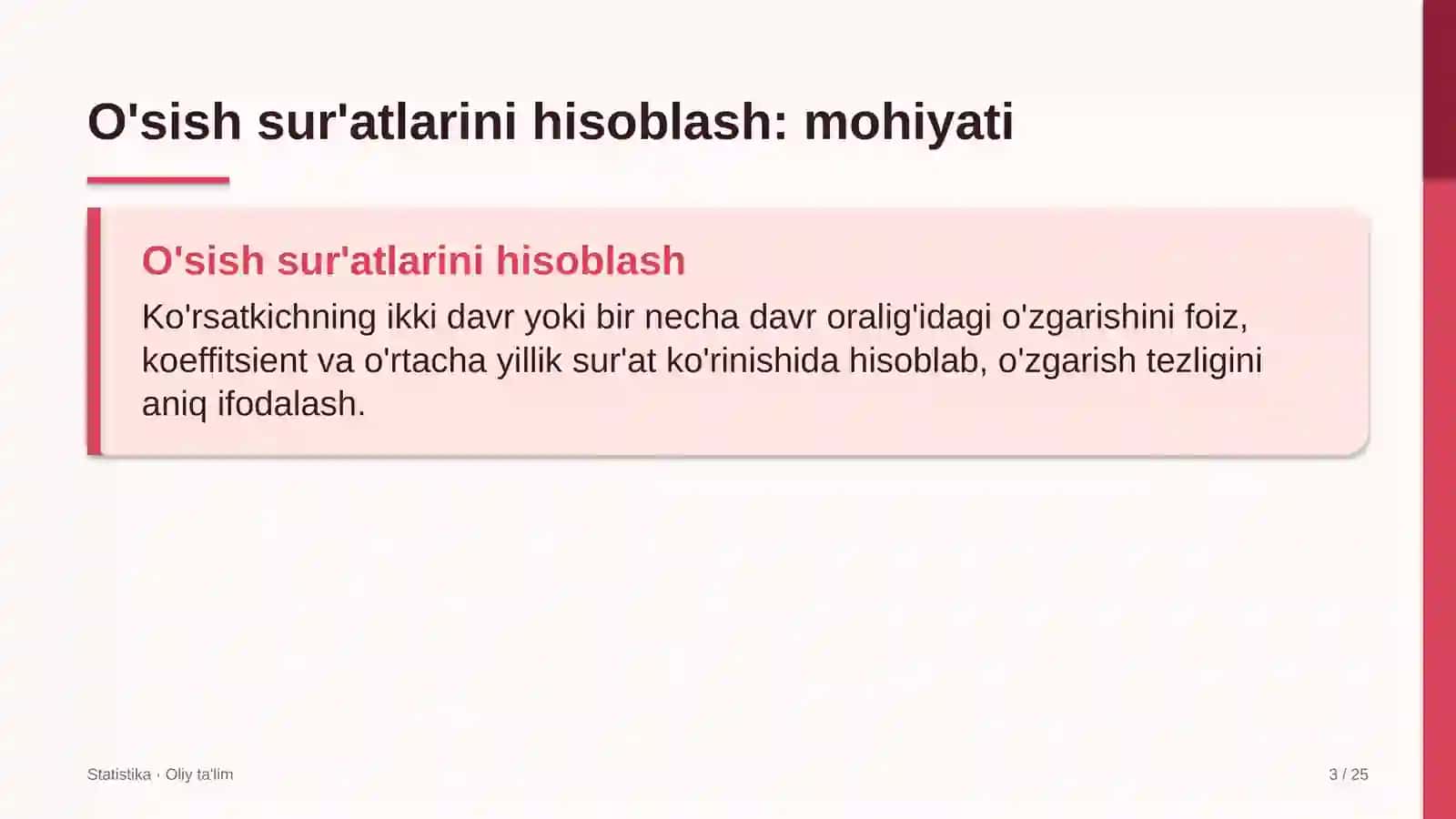 muzeylarda o'sish sur'atlarini hisoblash 3780 3