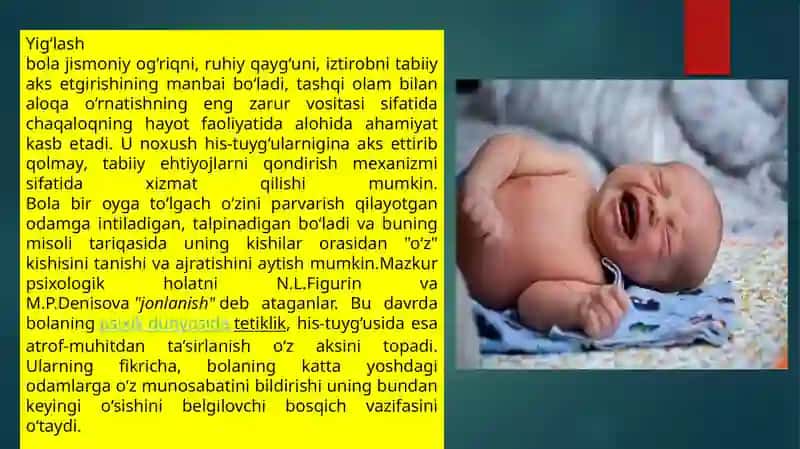 Chaqaloqlik davrida his-tuyg'uning o'sishi (jonlanishi) 3
