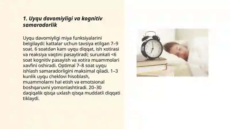 Uyqu gigiyenasi va kognitiv samaradorlik 3