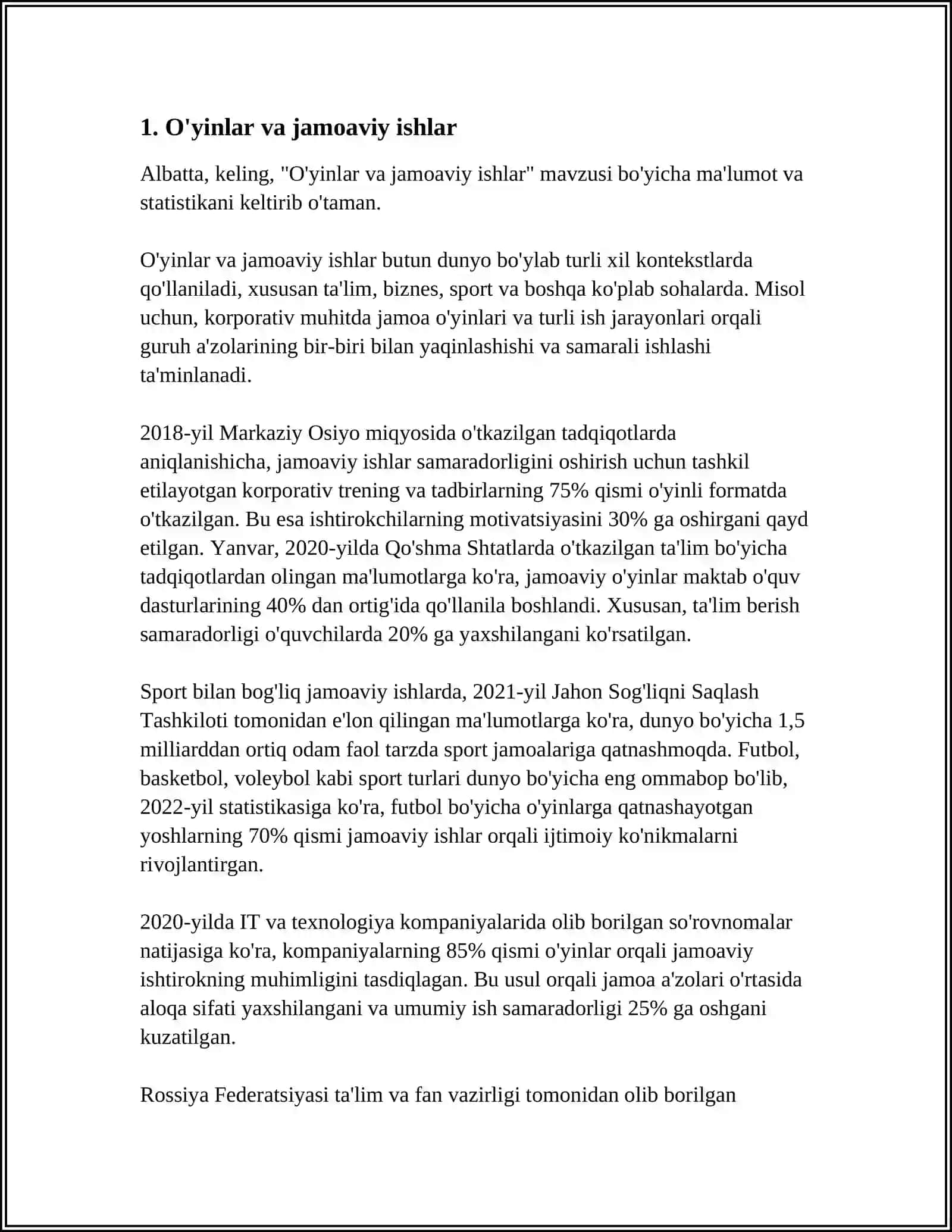 O'yinlar - Ijtimoiy faoliyat sifatida 3