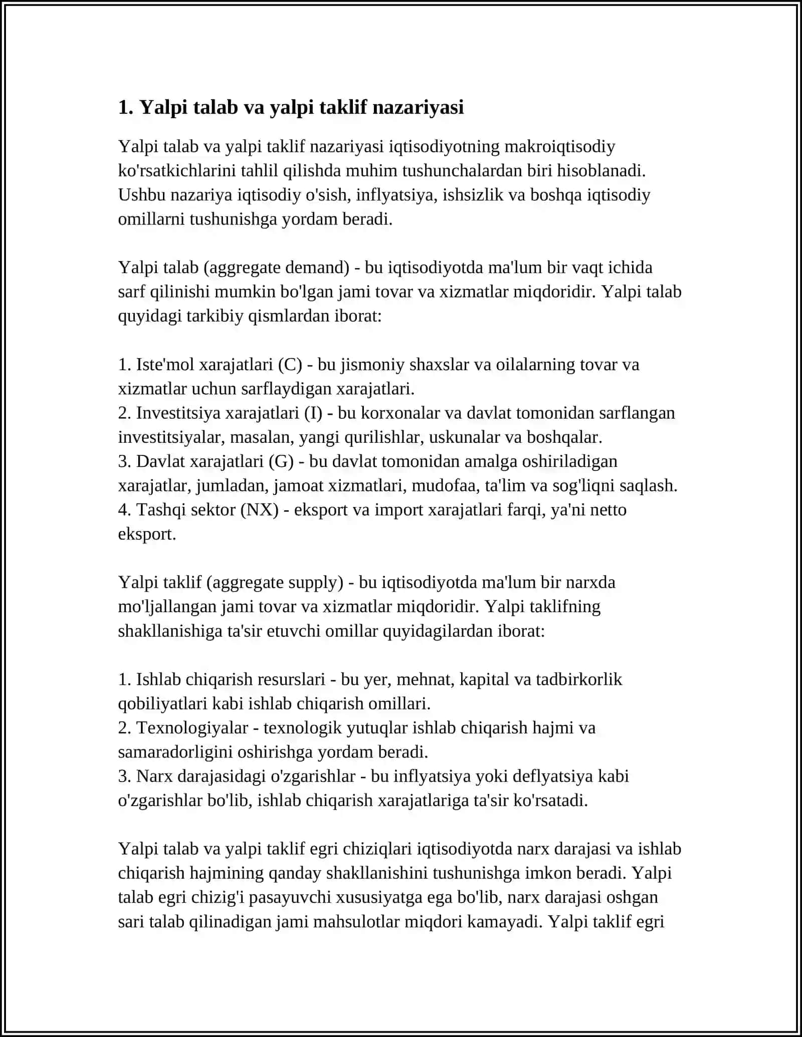 YALPI TALAB - YALPI TAKLIF MODELI 3