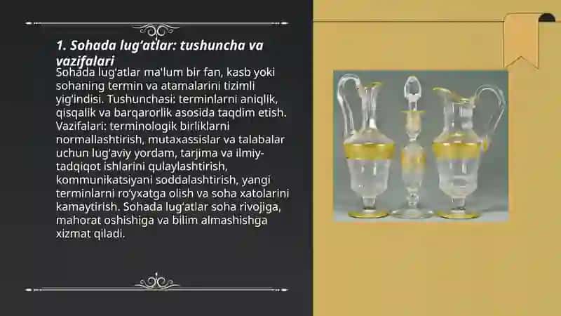 Sohada lug'atlar.Glassariy 3