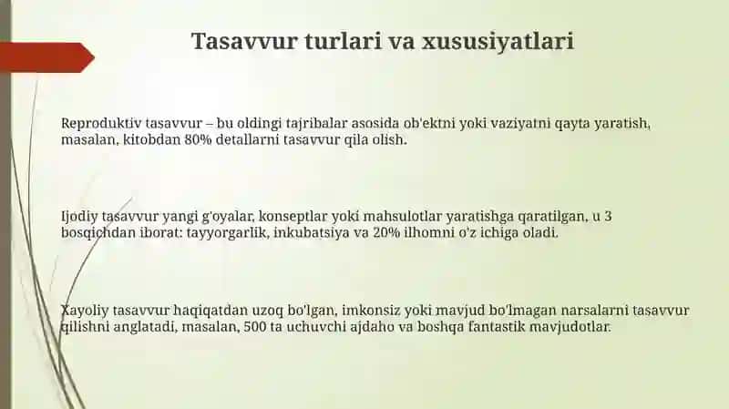 Xayol turlari va uning jarayonlari 3