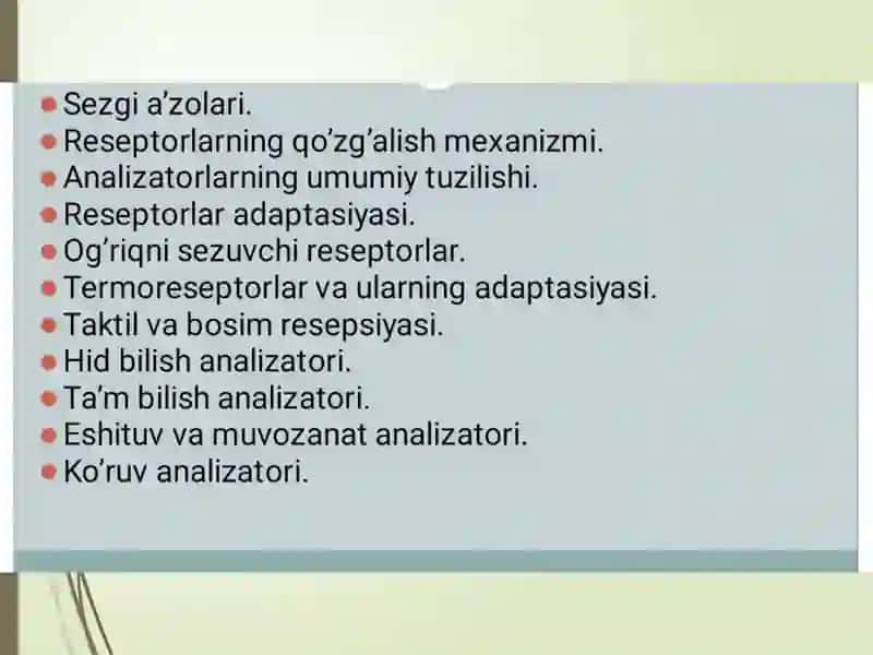 Sensor retsepsiya.Teri analizatori lokalizatsiyani aniqlash 3