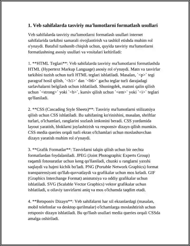 Veb sahifalarda tasviriy ma'lumotlarni formatlash 3