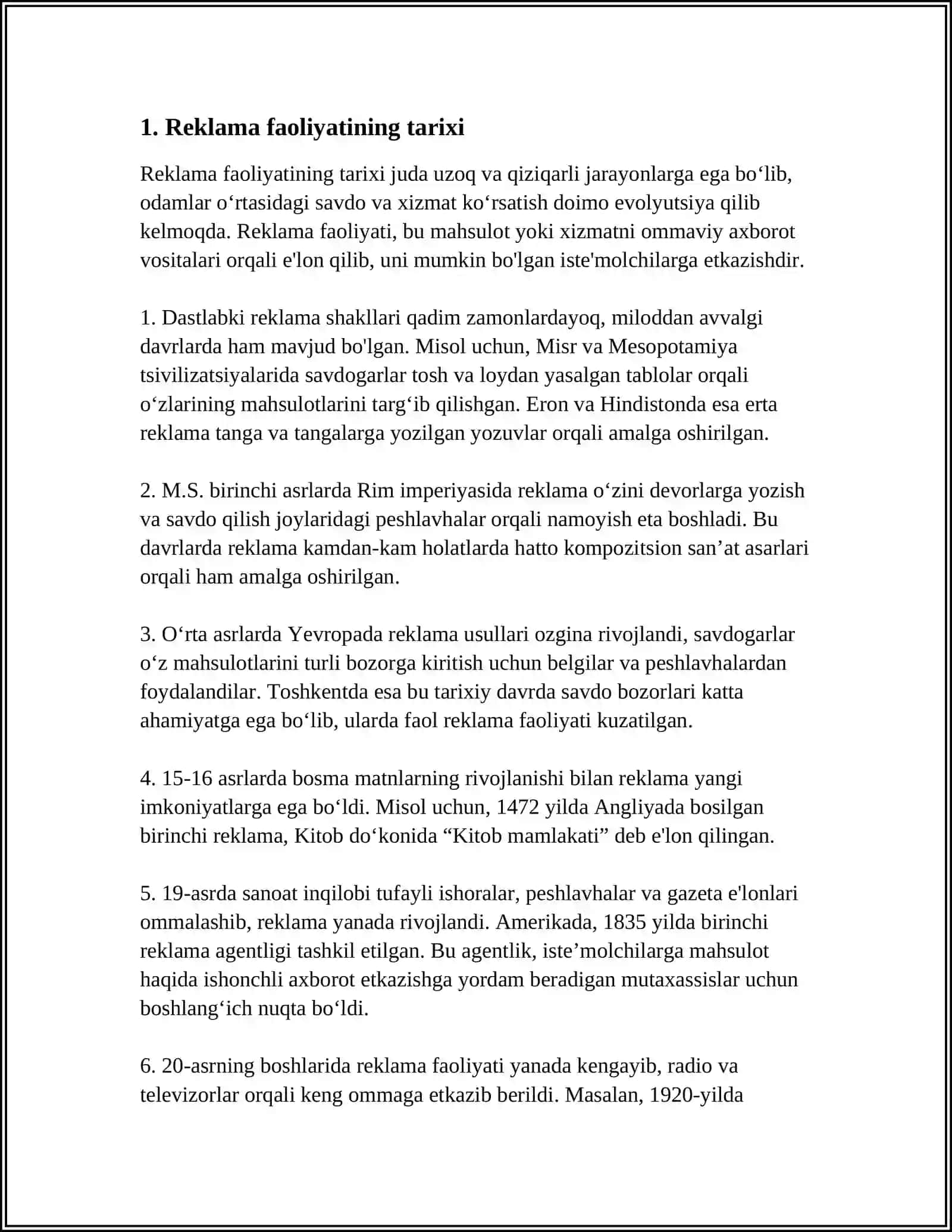 REKLAMA FAOLIYATINING MOHIYATI 3