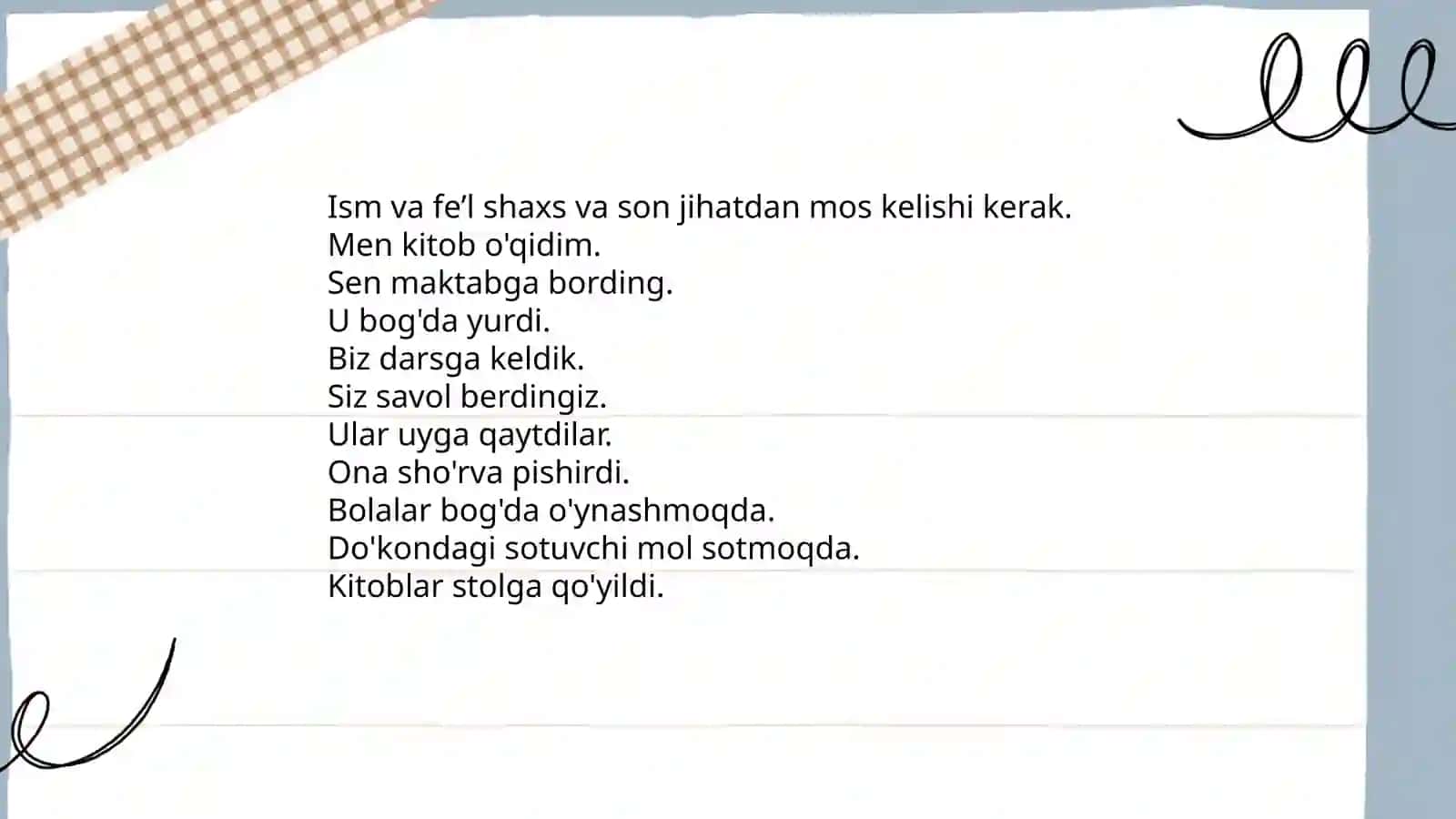 Moslik va munosabatga oid misollar 3