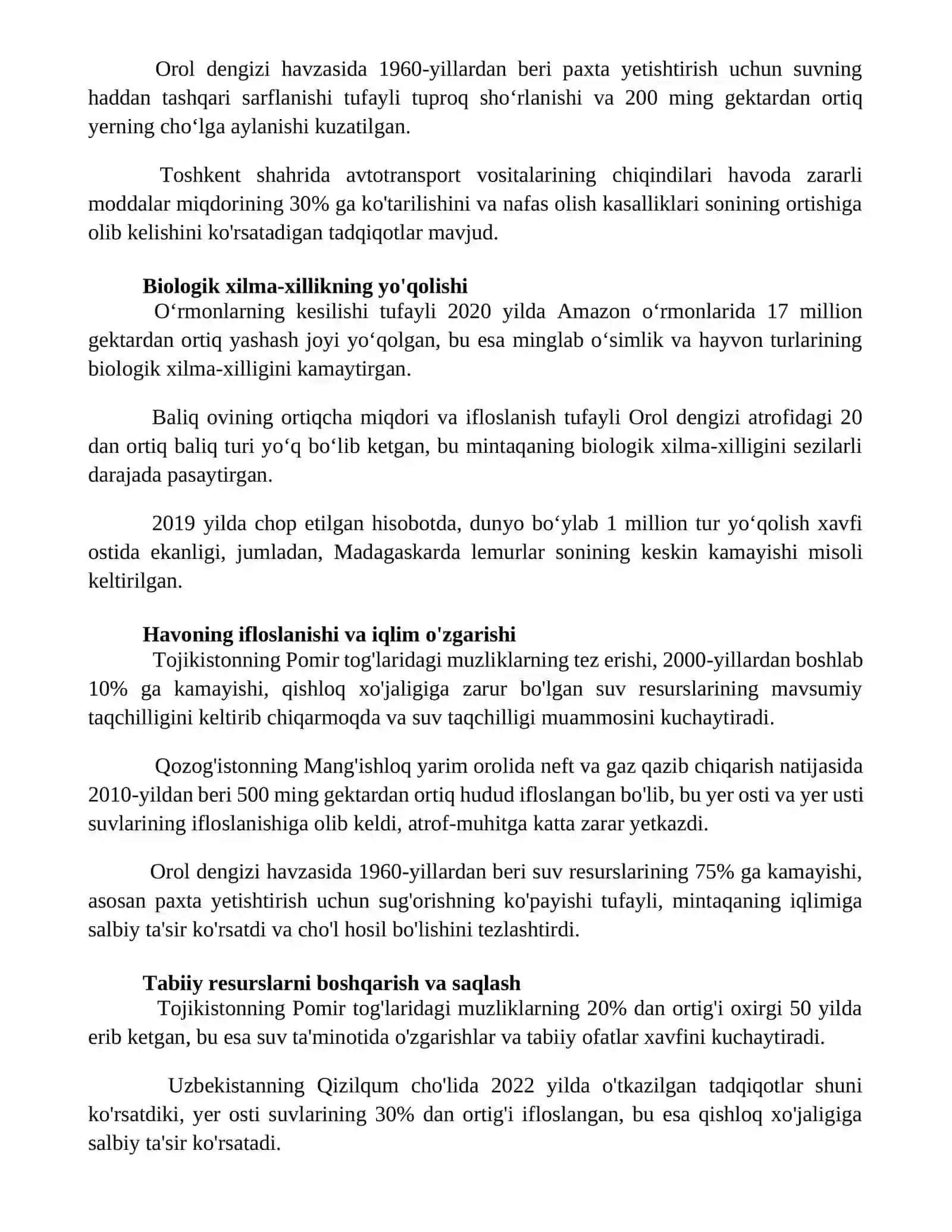Insonning tabiiy resurslarga ta'sirini baholash 3