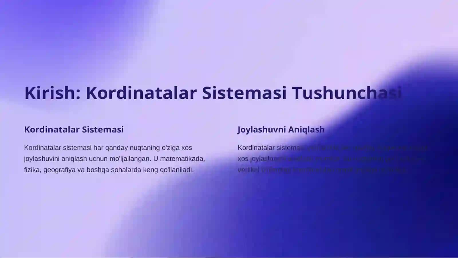 Dekard Kordinatalar Sistemasi O'qitish Metodikasi 3