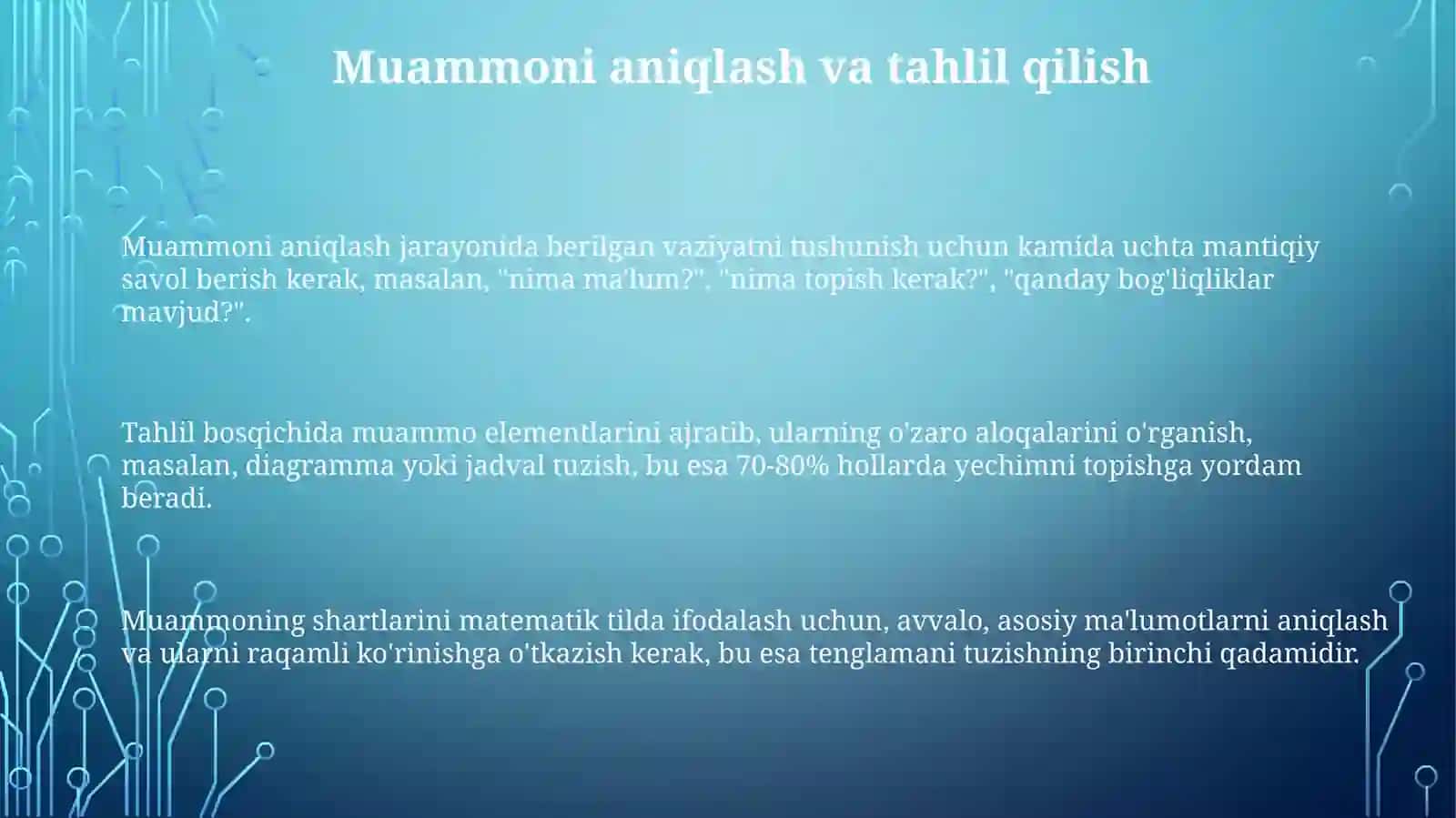 Muammoni yechish bosqichlari 3