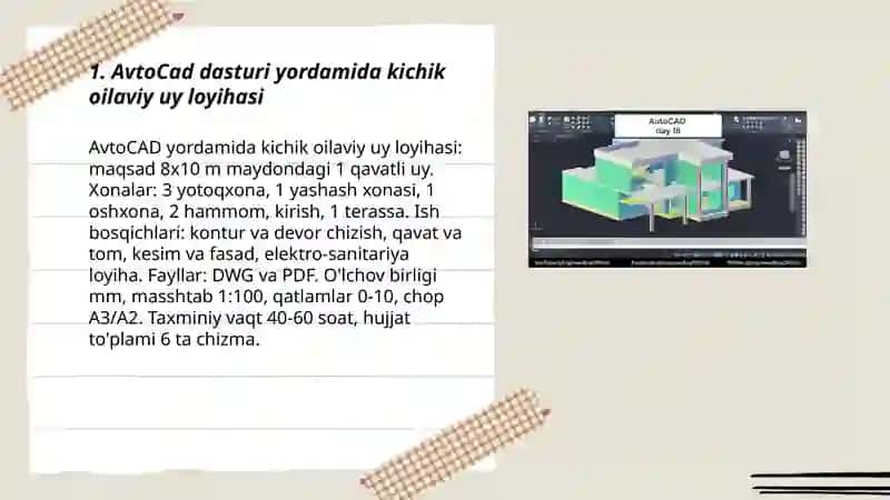 AvtoCad dasturi yordamida kichik oilaviy uy loyihasi 3